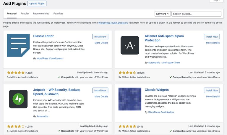 WordPress website add plugins