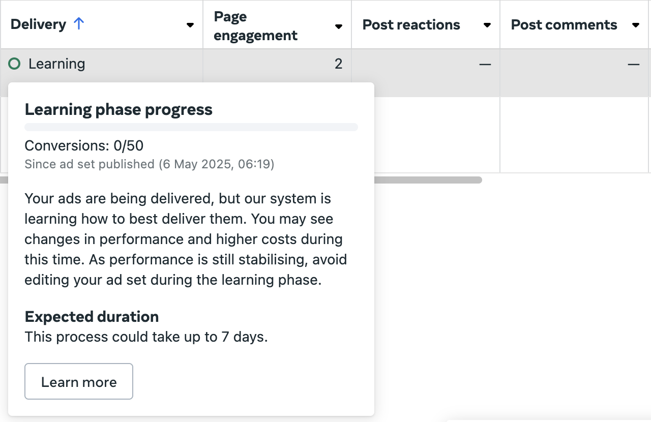Facebook Ads Learning Phase